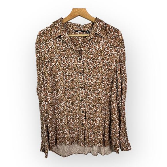 Betabrand Womens size XL Ruth Bader Ginsburg RBG Leopard Brown Button Up - Picture 1 of 9